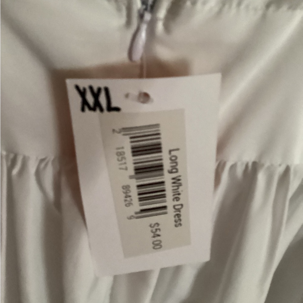 White Ruffled V-Neck Dress - Picture 4 of 8